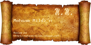 Mehsam Milán névjegykártya